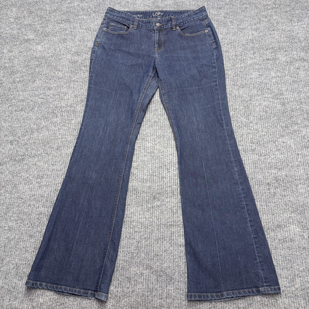 Ann Taylor LOFT Curvy Flare Jeans Womens 6 Blue Medium Wash Mid Rise Denim